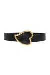Brandon Maxwell Oversized Marble Heart Leather Belt In Black