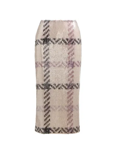 Brandon Maxwell Mercer Sequin-embellished Midi Pencil Skirt In Brown