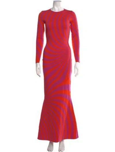 Pre-owned Brandon Maxwell Merino Wool Long Dress In Orange