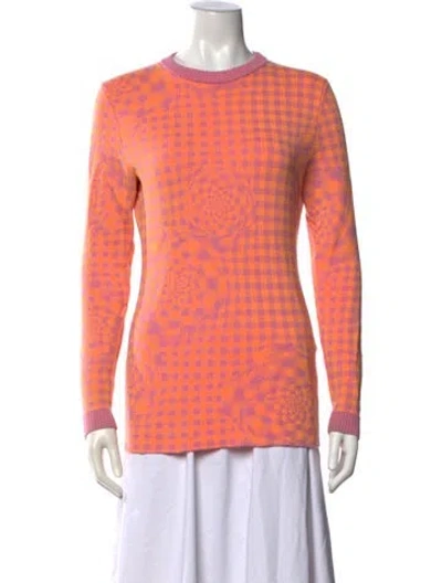 Pre-owned Brandon Maxwell Merino Wool Plaid Print Sweater In Pink