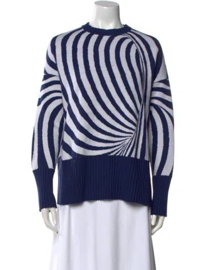 Pre-owned Brandon Maxwell Merino Wool Striped Sweater In Blue