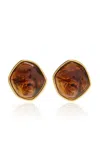 Brandon Maxwell Metal Trimmed Resin Earrings In Brown