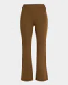 Brandon Maxwell Mid-rise Neoprene Kickflare Crop Trousers In Desert Palm