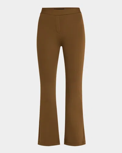 Brandon Maxwell Mid-rise Neoprene Kickflare Crop Trousers In Desert Palm