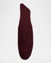 Brandon Maxwell Mila Draped One-shoulder Maxi Dress In Burgundy