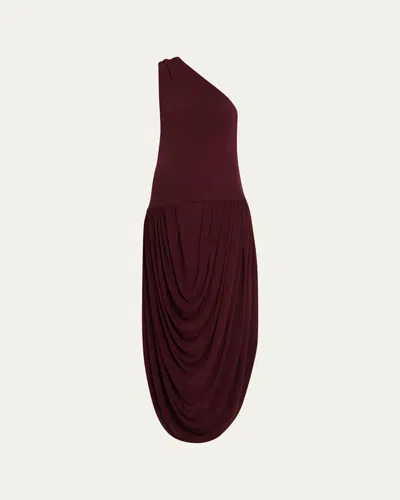 BRANDON MAXWELL MILA DRAPED ONE-SHOULDER MAXI DRESS