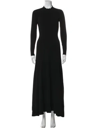Pre-owned Brandon Maxwell Mock Neck Long Dress In Black