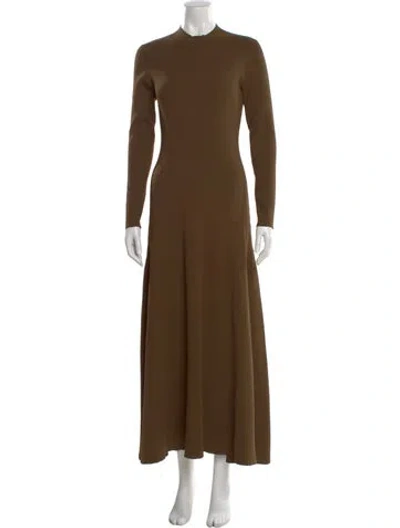 Pre-owned Brandon Maxwell Mock Neck Long Dress In Brown