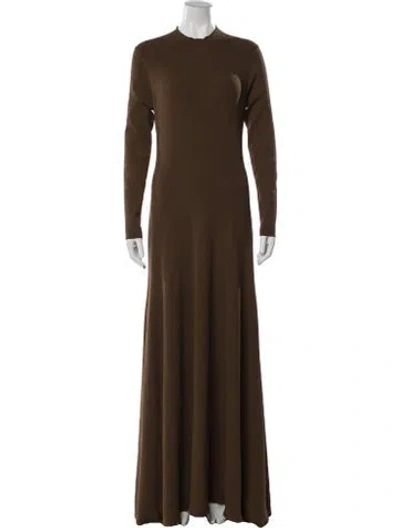 Pre-owned Brandon Maxwell Mock Neck Long Dress In Brown