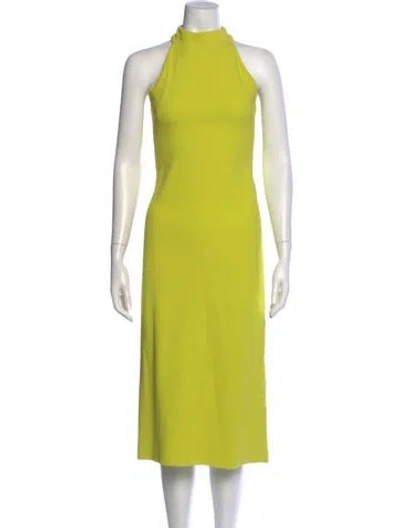 Pre-owned Brandon Maxwell Mock Neck Long Dress In Green