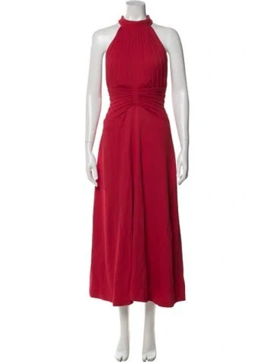 Pre-owned Brandon Maxwell Mock Neck Long Dress In Red
