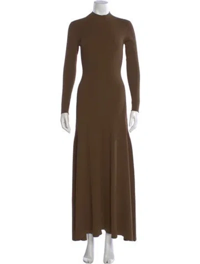 Pre-owned Brandon Maxwell Mock Neck Long Dress W/ Tags In Brown