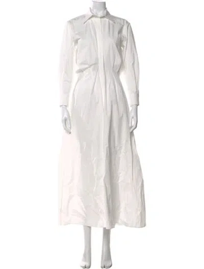 Pre-owned Brandon Maxwell Mock Neck Long Dress In White