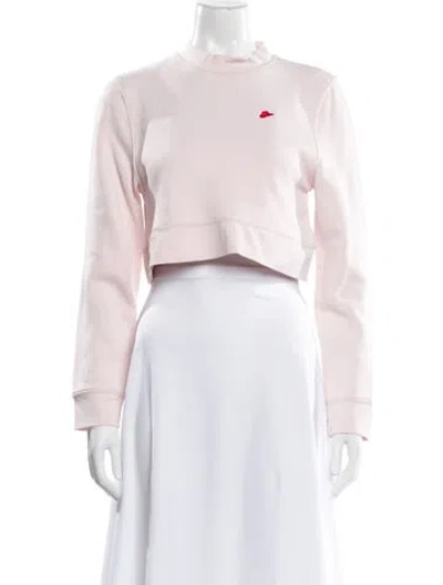 Pre-owned Brandon Maxwell Mock Neck Long Sleeve Crop Top In Pink