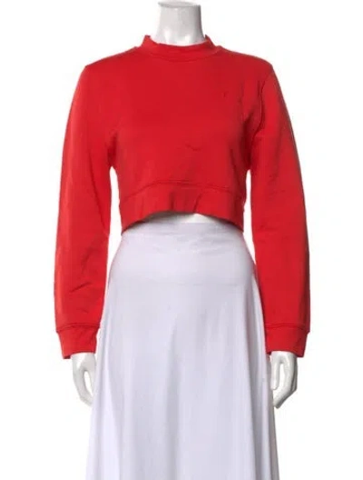 Pre-owned Brandon Maxwell Mock Neck Long Sleeve Crop Top In Red