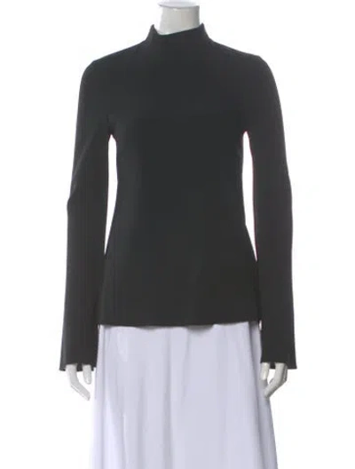 Pre-owned Brandon Maxwell Mock Neck Long Sleeve Top In Gray