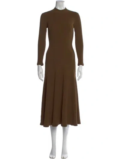 Pre-owned Brandon Maxwell Mock Neck Midi Length Dress In Brown