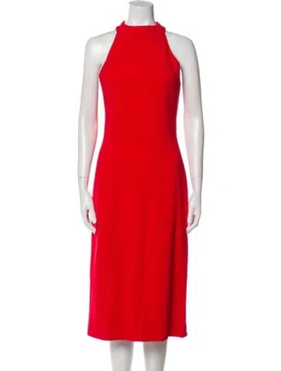 Pre-owned Brandon Maxwell Mock Neck Midi Length Dress In Red