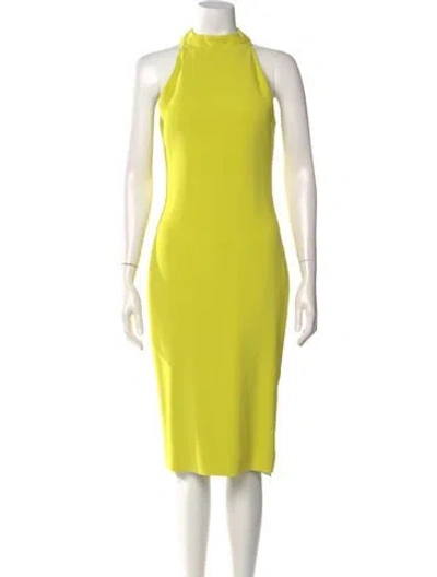 Pre-owned Brandon Maxwell Mock Neck Midi Length Dress In Yellow
