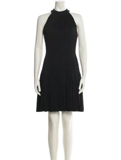 Pre-owned Brandon Maxwell Mock Neck Mini Dress In Black