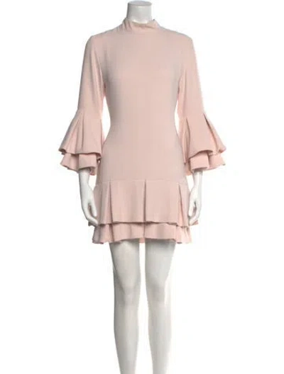 Pre-owned Brandon Maxwell Mock Neck Mini Dress In Pink