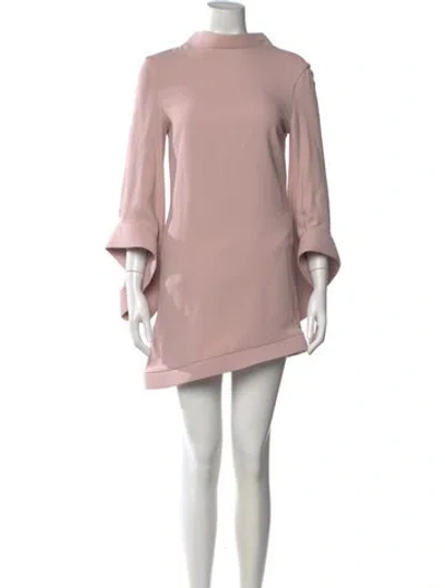 Pre-owned Brandon Maxwell Mock Neck Mini Dress In Pink