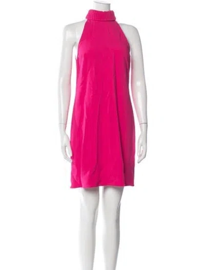 Pre-owned Brandon Maxwell Mock Neck Mini Dress In Pink