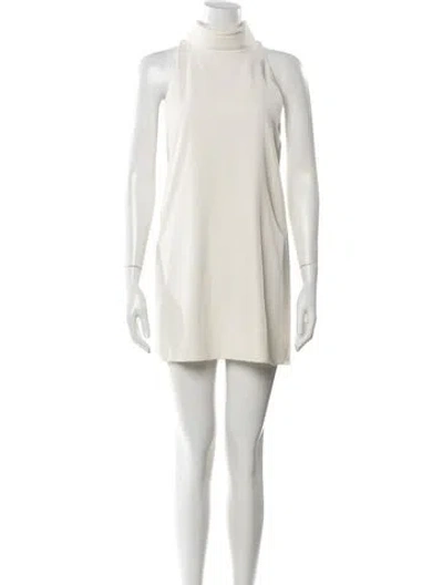 Pre-owned Brandon Maxwell Mock Neck Mini Dress In White