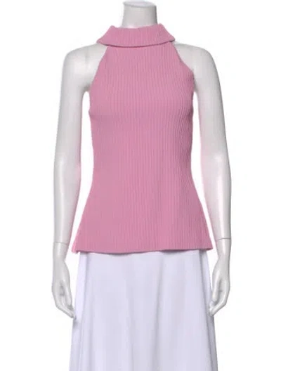 Pre-owned Brandon Maxwell Mock Neck Sleeveless Top In Pink