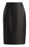 Brandon Maxwell Murphy Lamb Leather Pencil Skirt In Black