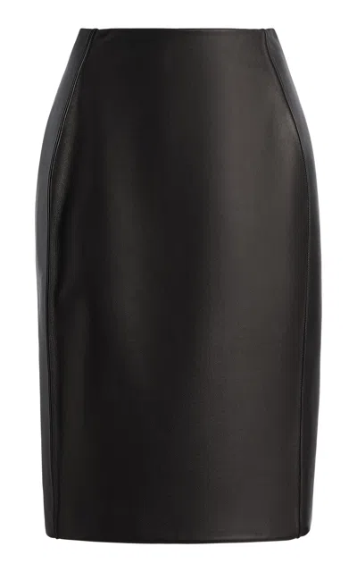 Brandon Maxwell Murphy Lamb Leather Pencil Skirt In Black