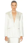 Brandon Maxwell Nell Crushed Stain Blazer In White