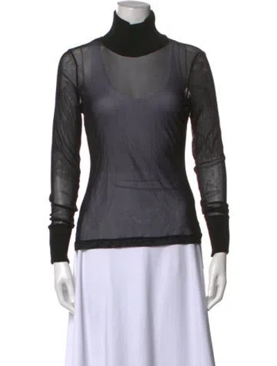 Pre-owned Brandon Maxwell Nylon Turtleneck Top In Black