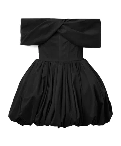 Brandon Maxwell Pippa Off-the-shoulder Cotton-blend Poplin Mini Dress In Black