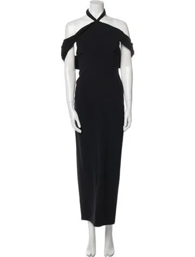 Pre-owned Brandon Maxwell Off-the-shoulder Midi Length Dress In Black