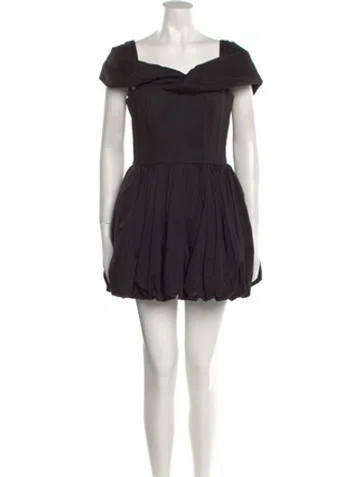 Pre-owned Brandon Maxwell Off-the-shoulder Mini Dress In Black