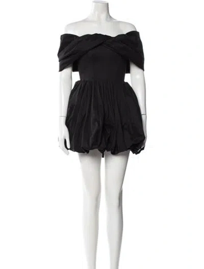 Pre-owned Brandon Maxwell Off-the-shoulder Mini Dress In Black