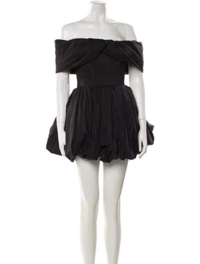 Pre-owned Brandon Maxwell Off-the-shoulder Mini Dress In Black