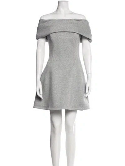 Pre-owned Brandon Maxwell Off-the-shoulder Mini Dress In Gray