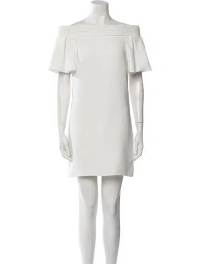 Pre-owned Brandon Maxwell Off-the-shoulder Mini Dress In Neutral