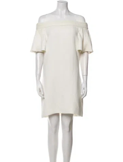 Pre-owned Brandon Maxwell Off-the-shoulder Mini Dress In Neutral