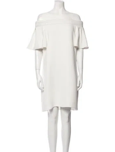 Pre-owned Brandon Maxwell Off-the-shoulder Mini Dress In Neutral