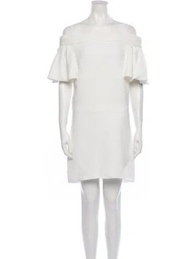 Pre-owned Brandon Maxwell Off-the-shoulder Mini Dress In White