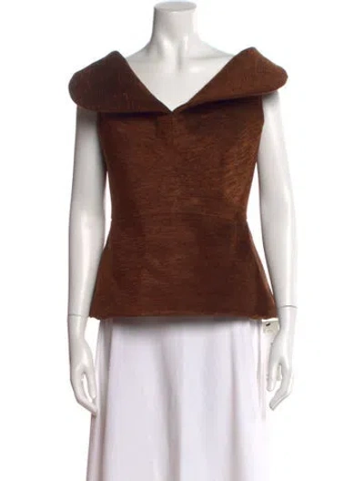 Pre-owned Brandon Maxwell Off-the-shoulder Sleeveless Top W/ Tags In Brown