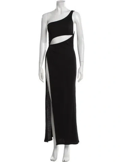 Pre-owned Brandon Maxwell One-shoulder Long Dress In Black