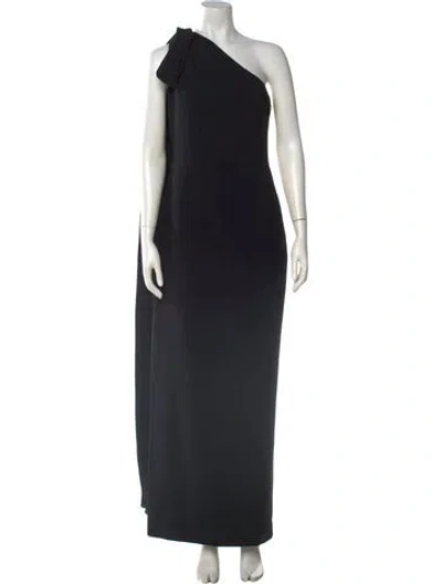 Pre-owned Brandon Maxwell One-shoulder Long Dress In Black