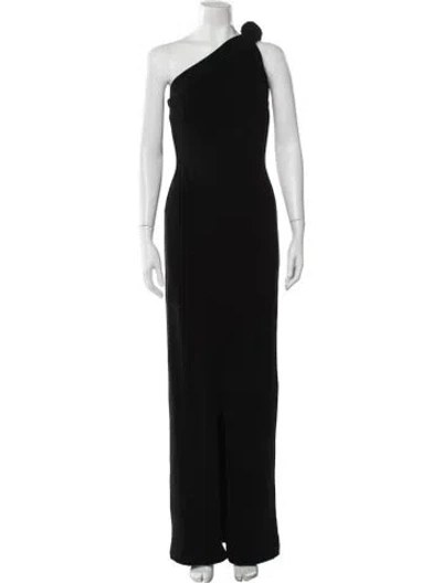 Pre-owned Brandon Maxwell One-shoulder Long Dress In Black
