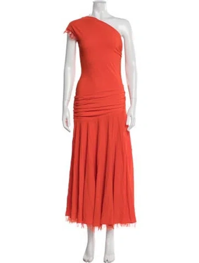Pre-owned Brandon Maxwell One-shoulder Long Dress In Orange