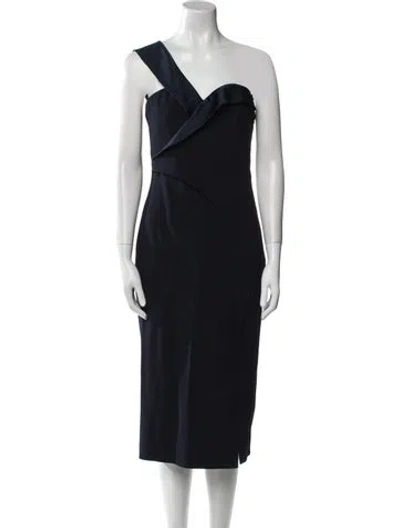 Pre-owned Brandon Maxwell One-shoulder Midi Length Dress In Blue
