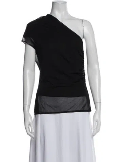 Pre-owned Brandon Maxwell One-shoulder Short Sleeve Top In Blue